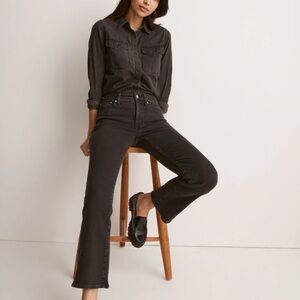 Madewell mid rise kick out crop jeans starkey wash faded black pants 30